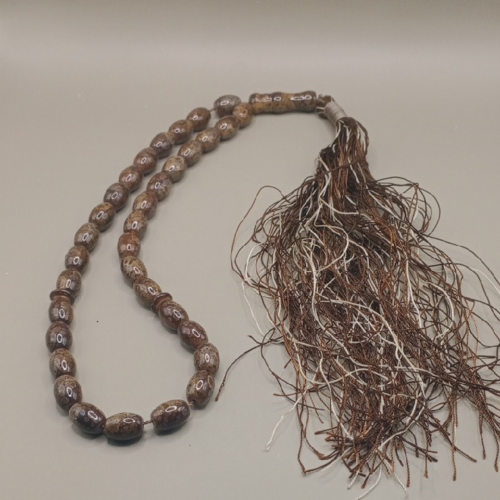 Elegant Brown Beaded Necklace with Tassel